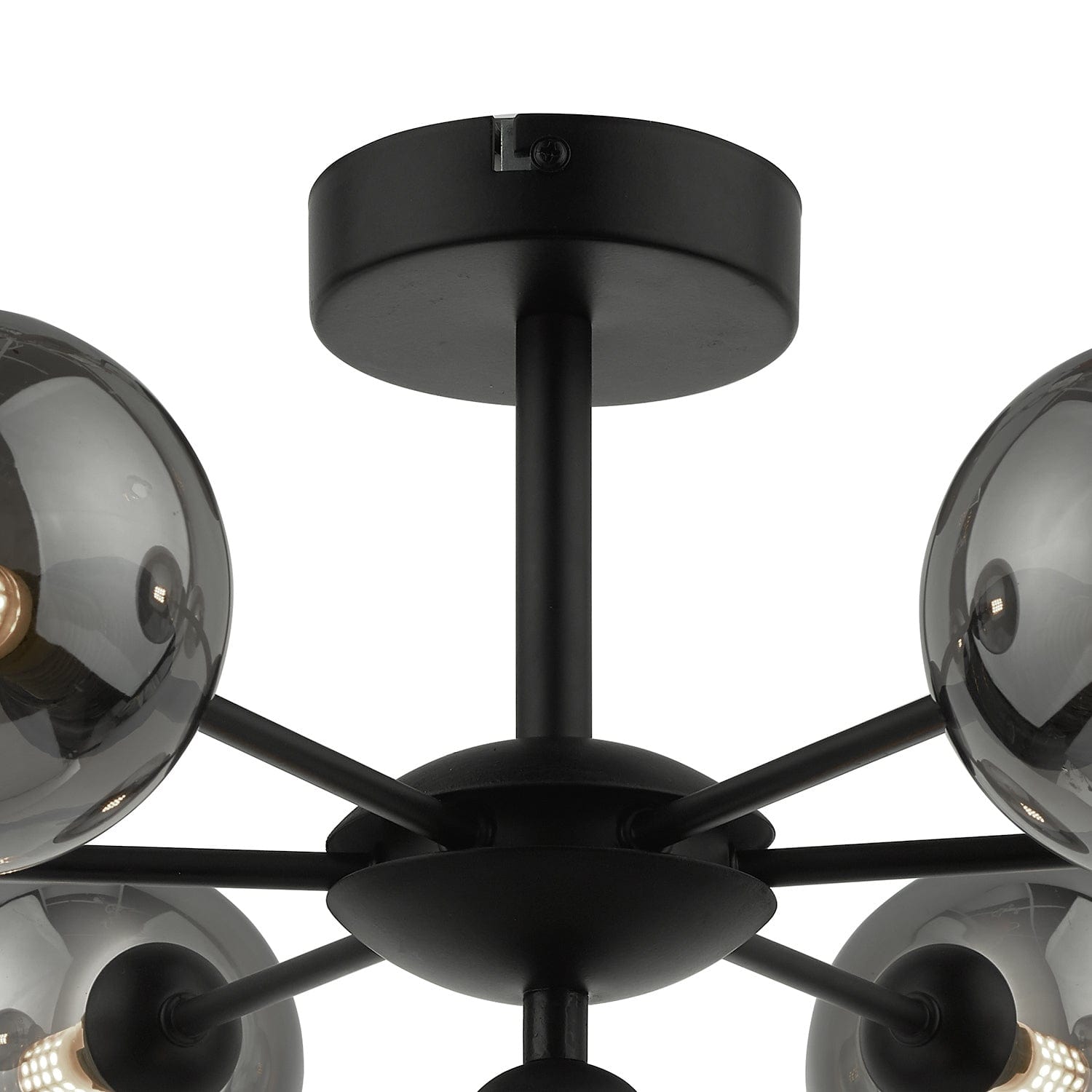 dar lighting Cohen 7 Light Semi Flush Matt Black Dark Smoked Glass COH3422-01