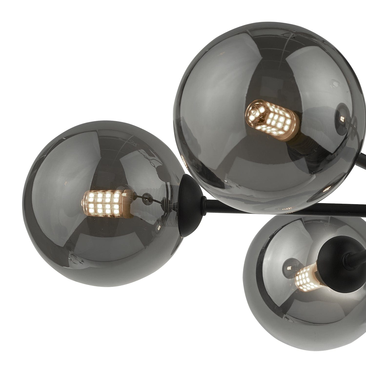 dar lighting Cohen 7 Light Semi Flush Matt Black Dark Smoked Glass COH3422-01