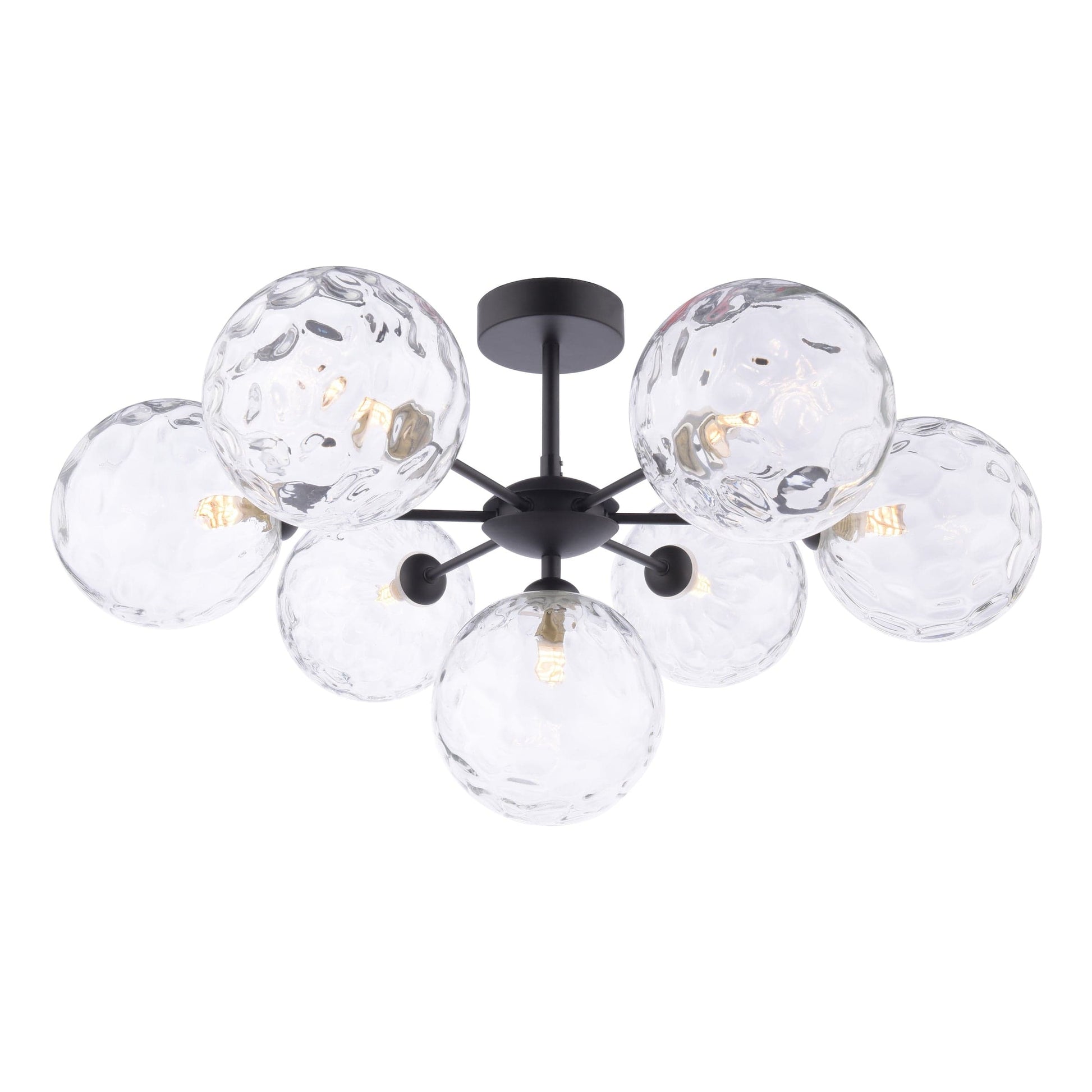 dar lighting Cohen 7 Light Semi Flush Matt Black Moulded Glass COH3422-12