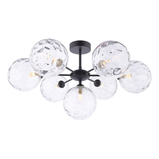 dar lighting Cohen 7 Light Semi Flush Matt Black Moulded Glass COH3422-12