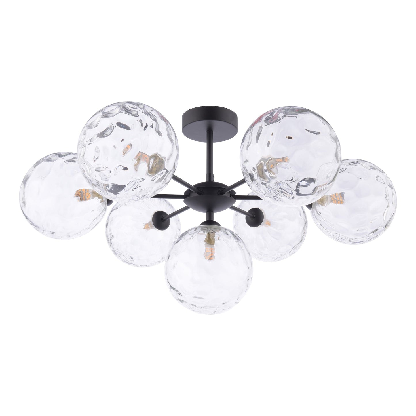 dar lighting Cohen 7 Light Semi Flush Matt Black Moulded Glass COH3422-12