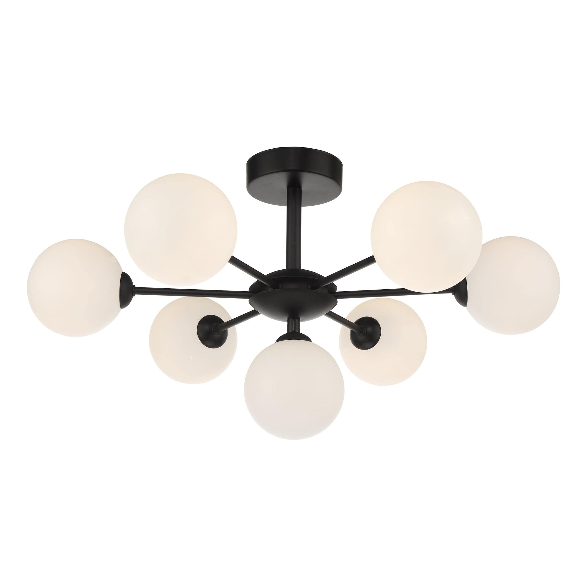 dar lighting Cohen 7 Light Semi Flush Matt Black Opal Glass COH3422-02