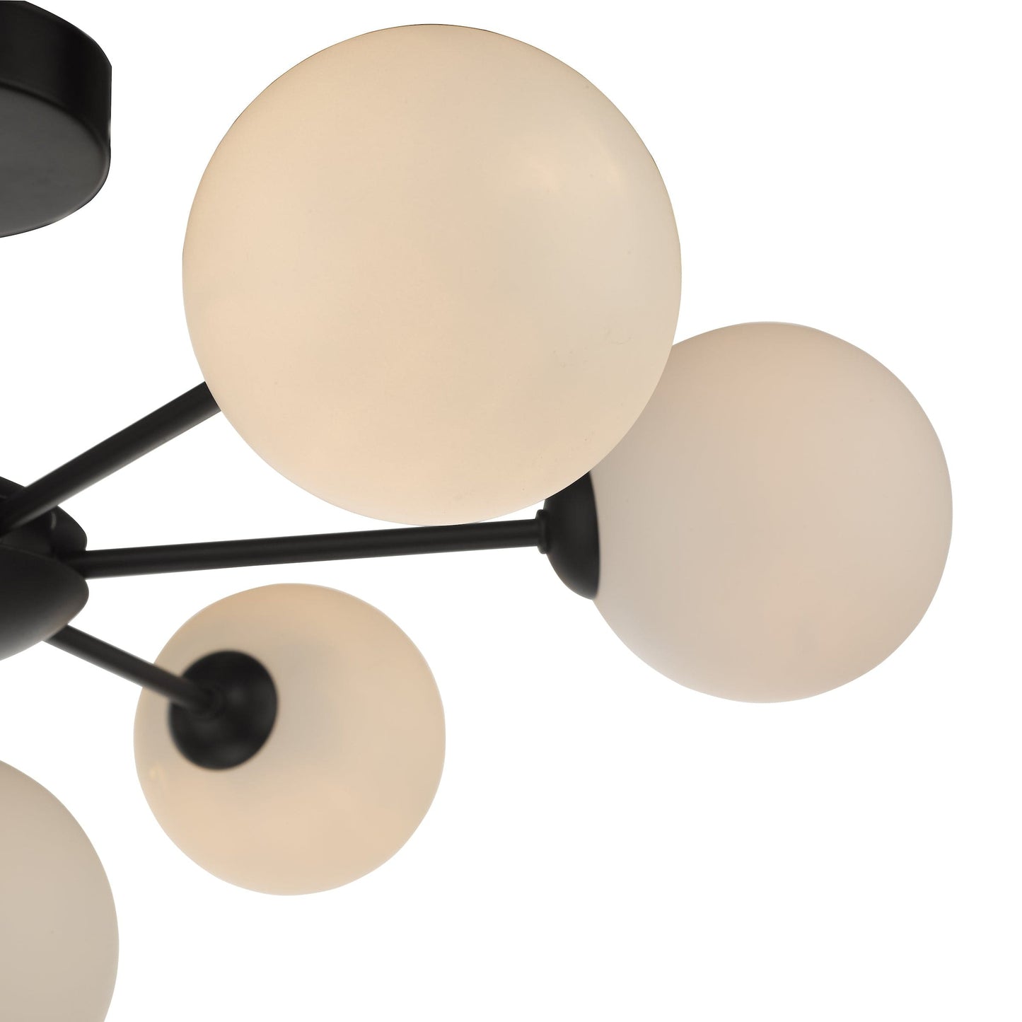 dar lighting Cohen 7 Light Semi Flush Matt Black Opal Glass COH3422-02