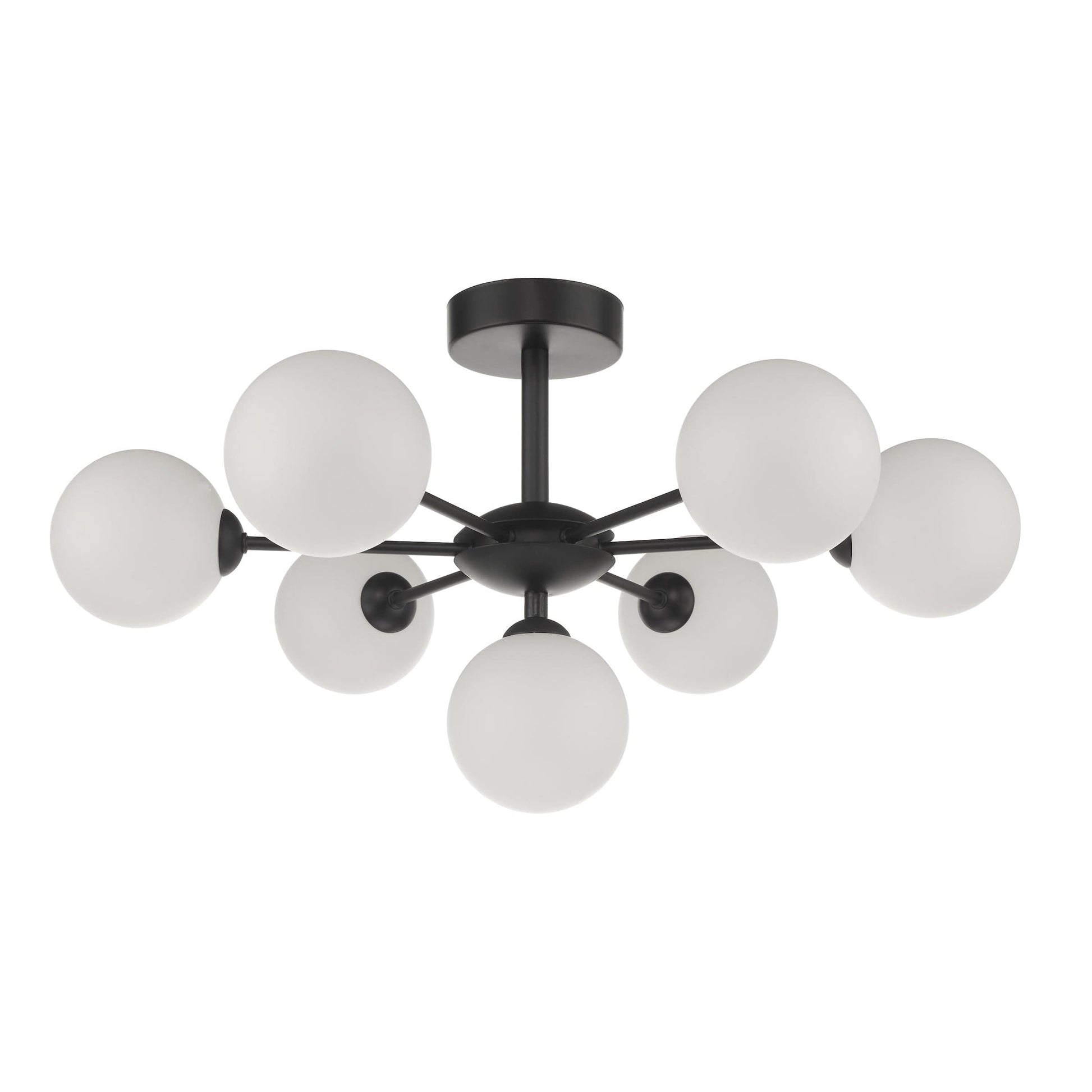 dar lighting Cohen 7 Light Semi Flush Matt Black Opal Glass COH3422-02