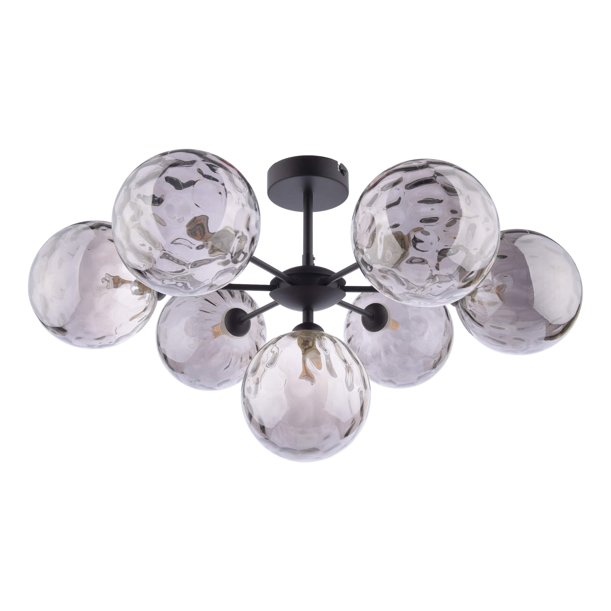 dar lighting Cohen 7 Light Semi Flush Matt Black Smoked Glass COH3422-10