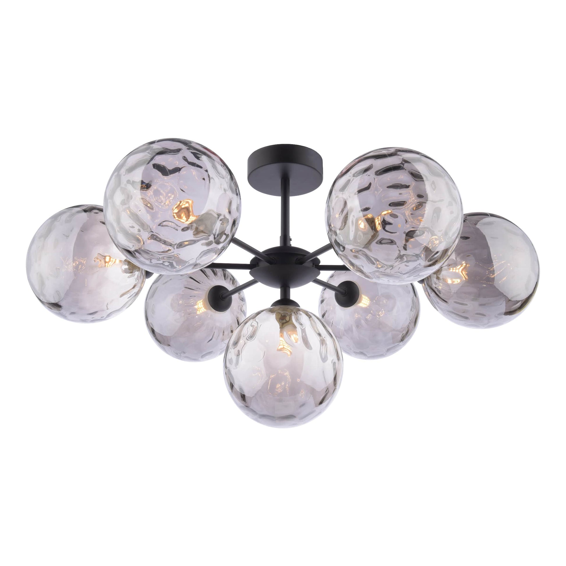 dar lighting Cohen 7 Light Semi Flush Matt Black Smoked Glass COH3422-10