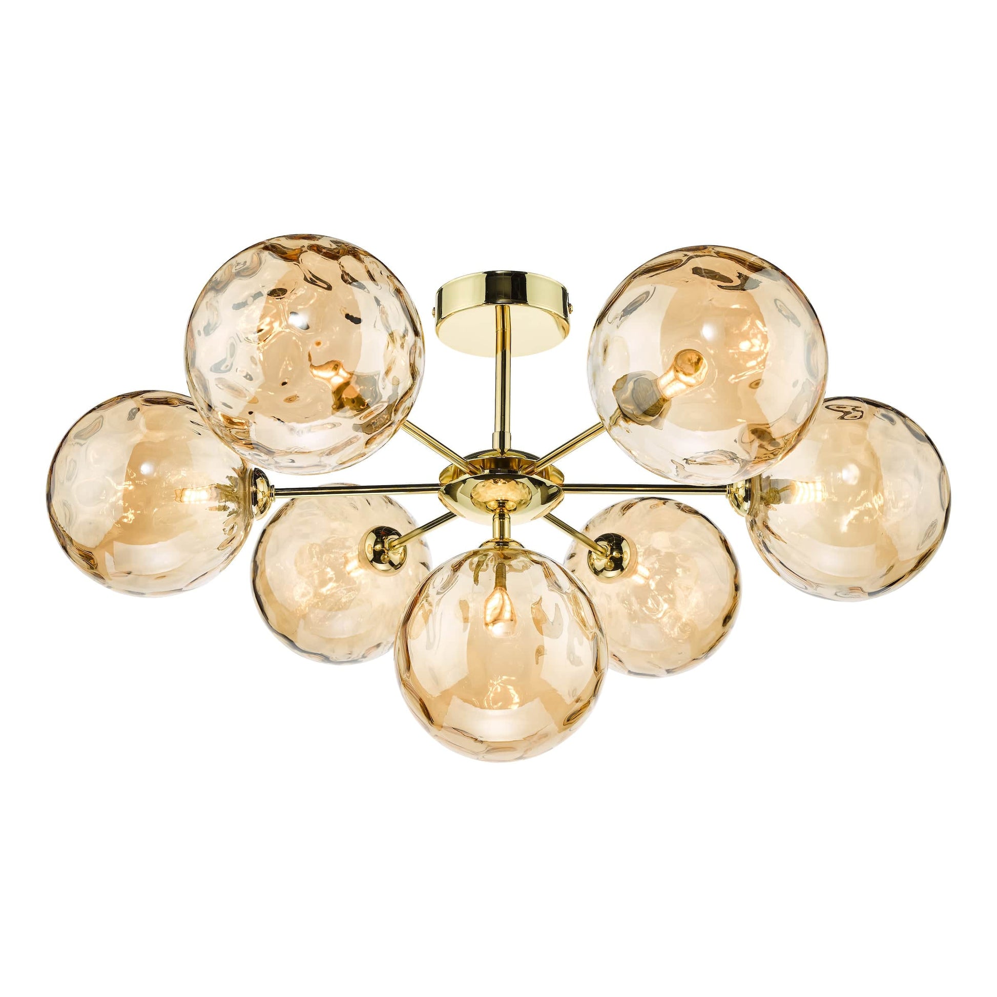 dar lighting Cohen 7 Light Semi Flush Polished Gold Champagne Glass COH3435-11