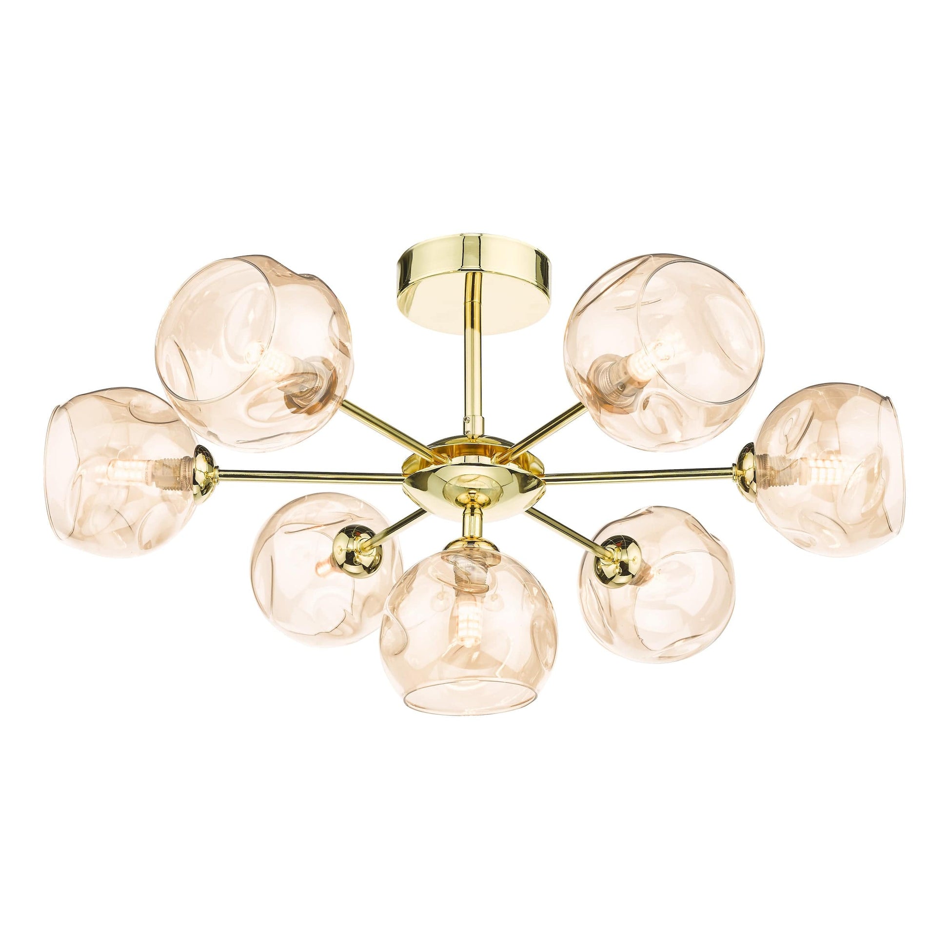 dar lighting Cohen 7 Light Semi Flush - Polished Gold Champagne Glass COH3435-16