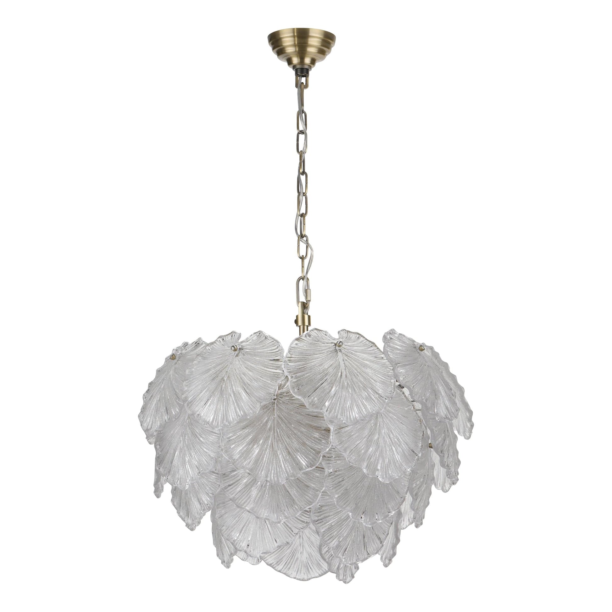 dar lighting Courtney 10 Light Pendant Textured Glass and Antique Brass COU2375