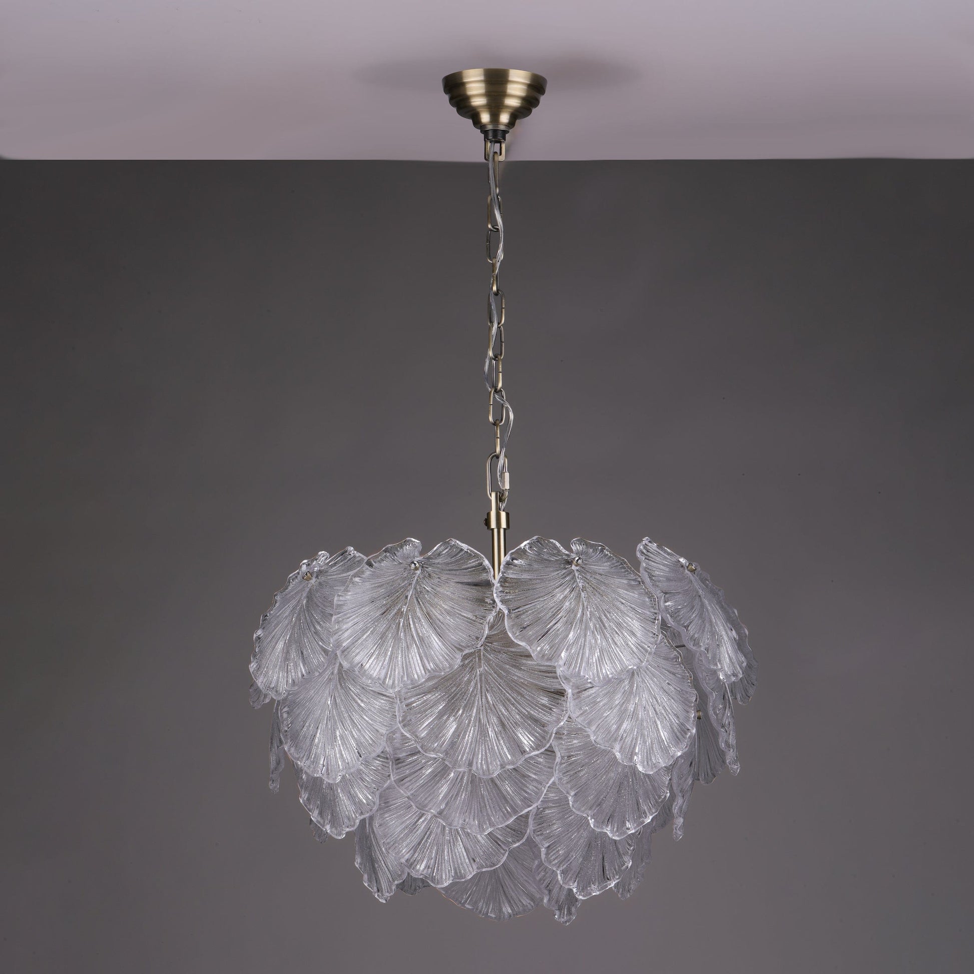 dar lighting Courtney 10 Light Pendant Textured Glass and Antique Brass COU2375