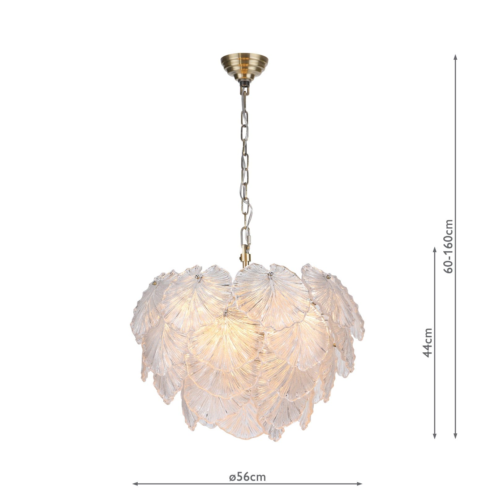 dar lighting Courtney 10 Light Pendant Textured Glass and Antique Brass COU2375