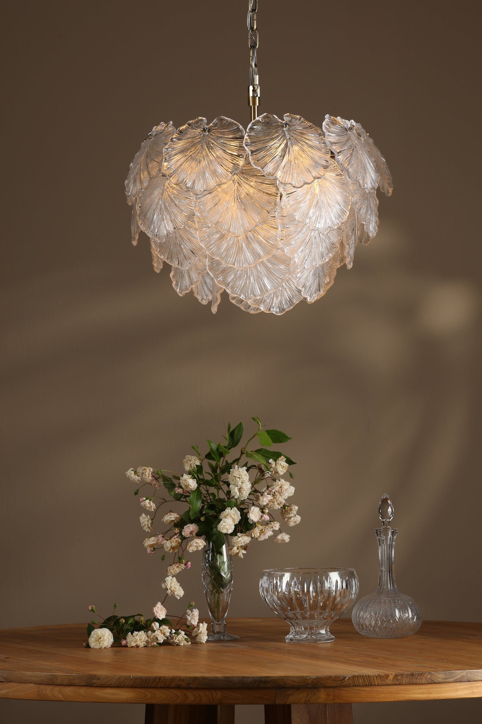 dar lighting Courtney 10 Light Pendant Textured Glass and Antique Brass COU2375