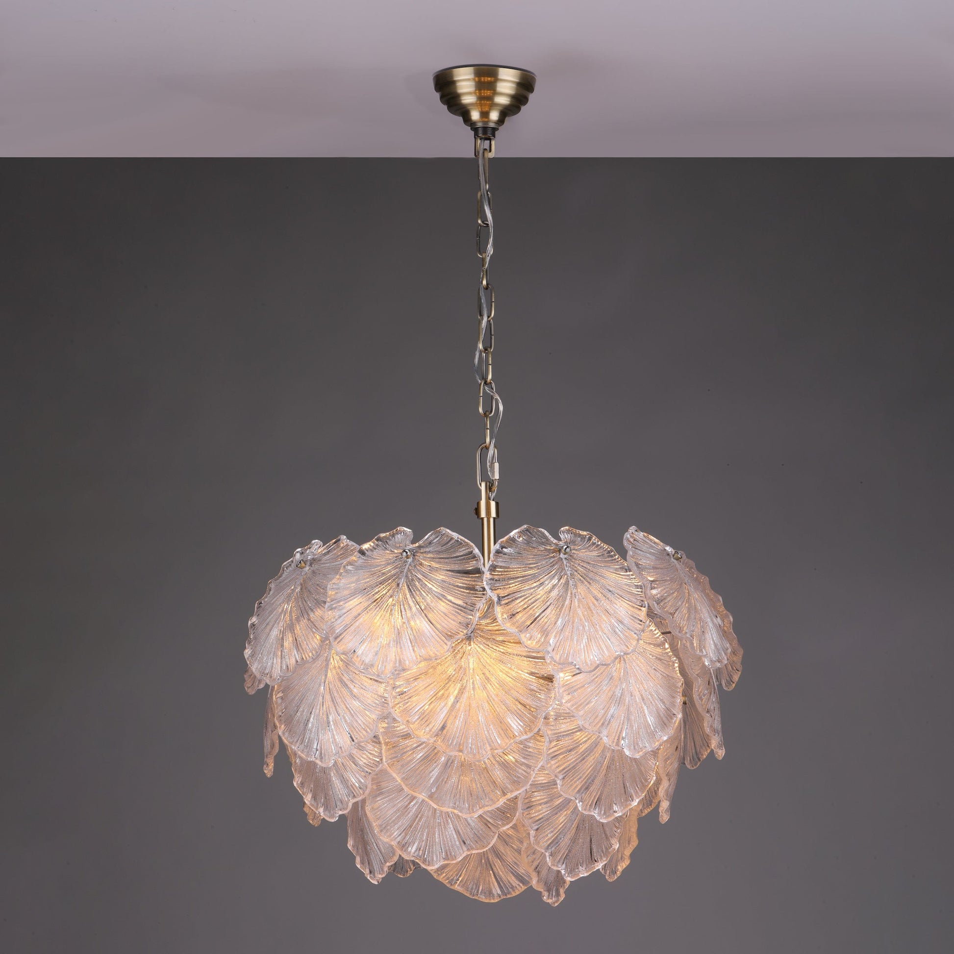 dar lighting Courtney 10 Light Pendant Textured Glass and Antique Brass COU2375