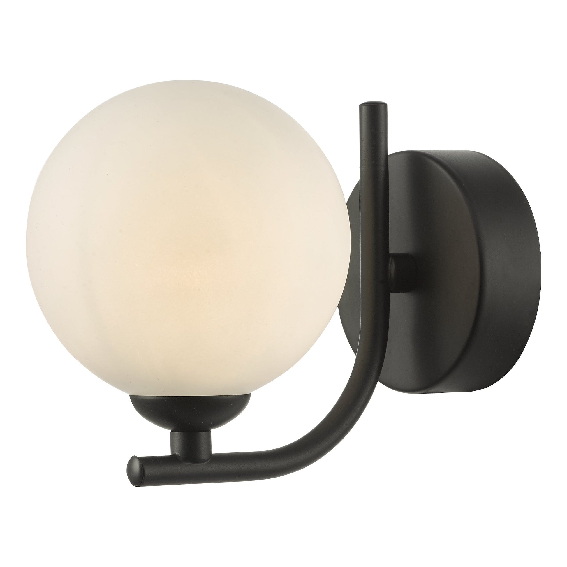 dar lighting Cradle 1 Light Wall Light Matt Black Opal Glass CRA0722-02