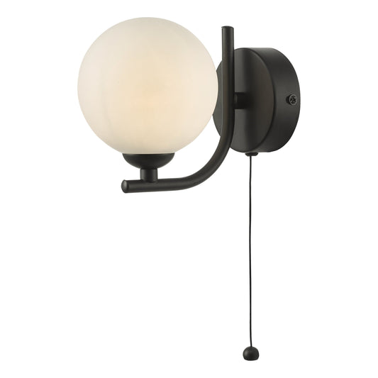 dar lighting Cradle 1 Light Wall Light Matt Black Opal Glass CRA0722-02