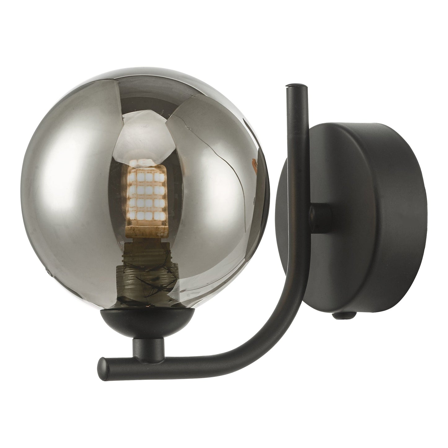 dar lighting Cradle 1 Light Wall Light Matt Black Smoked Glass CRA0722-01