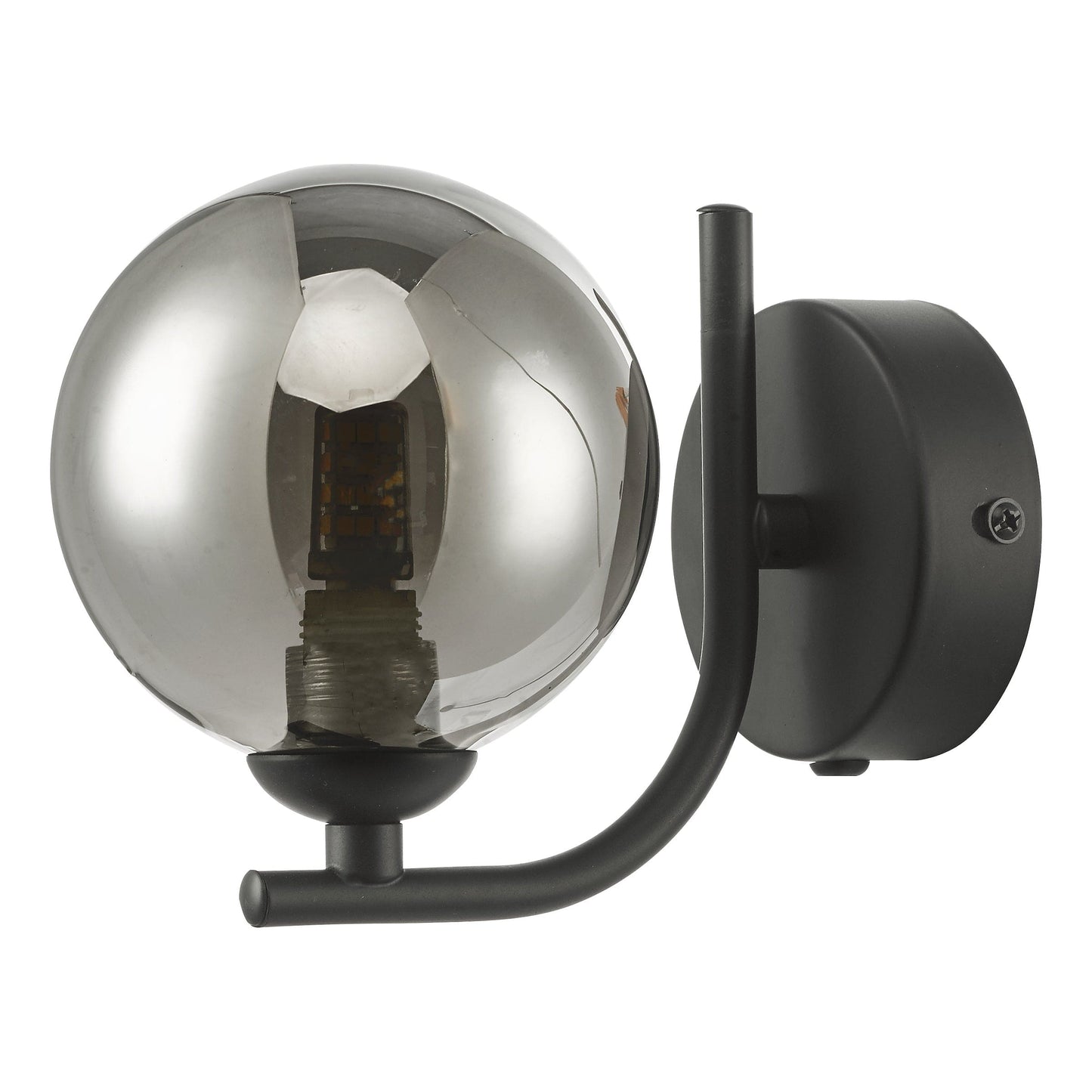 dar lighting Cradle 1 Light Wall Light Matt Black Smoked Glass CRA0722-01