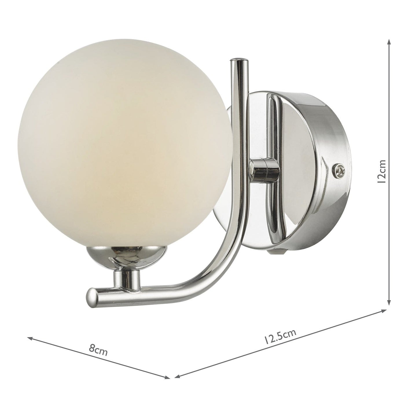 dar lighting Cradle 1 Light Wall Light Polished Chrome Opal Glass CRA0750-02