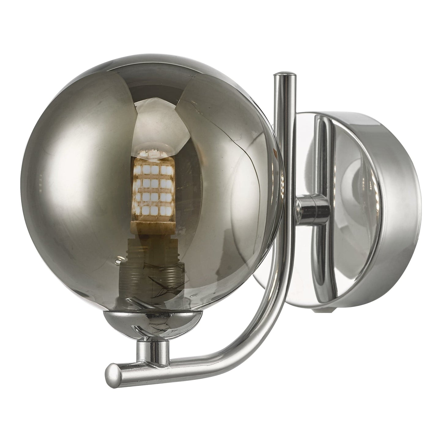 dar lighting Cradle 1 Light Wall Light Polished Chrome Smoked Glass CRA0750-01