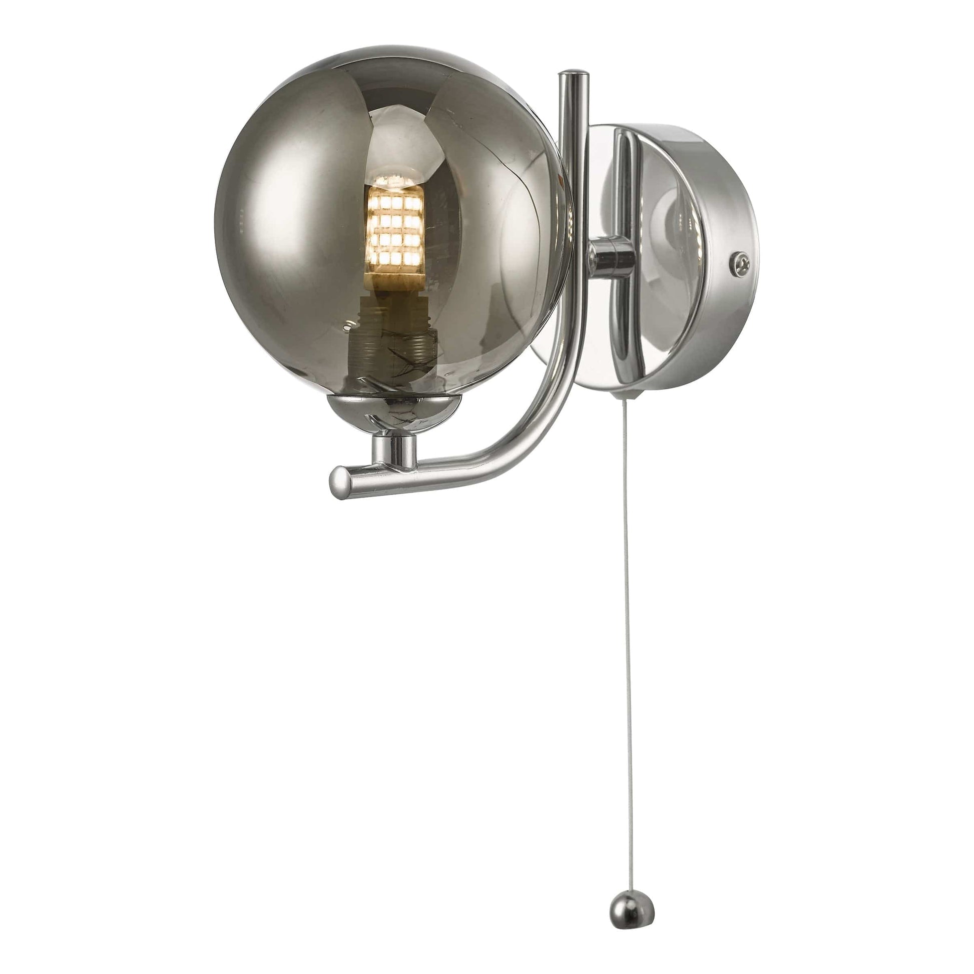 dar lighting Cradle 1 Light Wall Light Polished Chrome Smoked Glass CRA0750-01