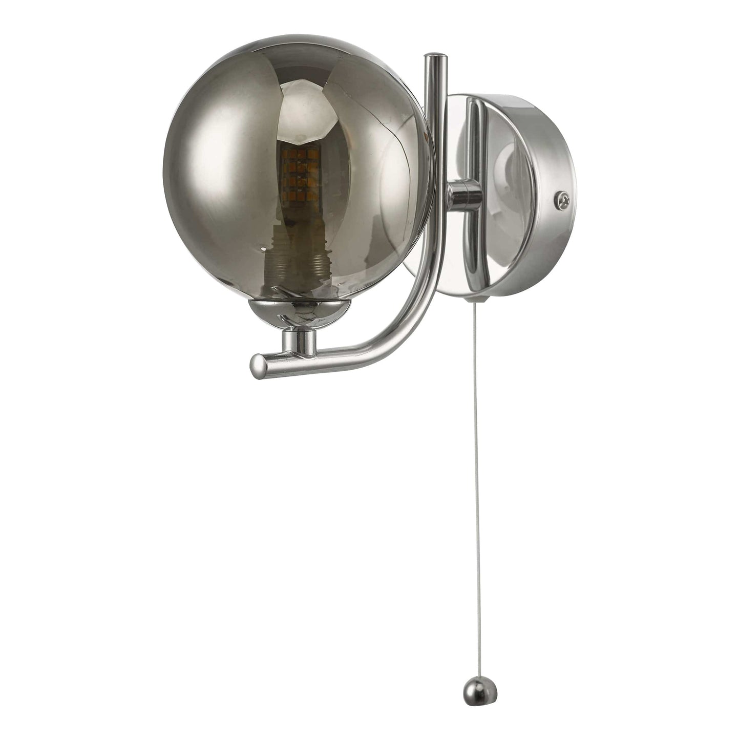 dar lighting Cradle 1 Light Wall Light Polished Chrome Smoked Glass CRA0750-01