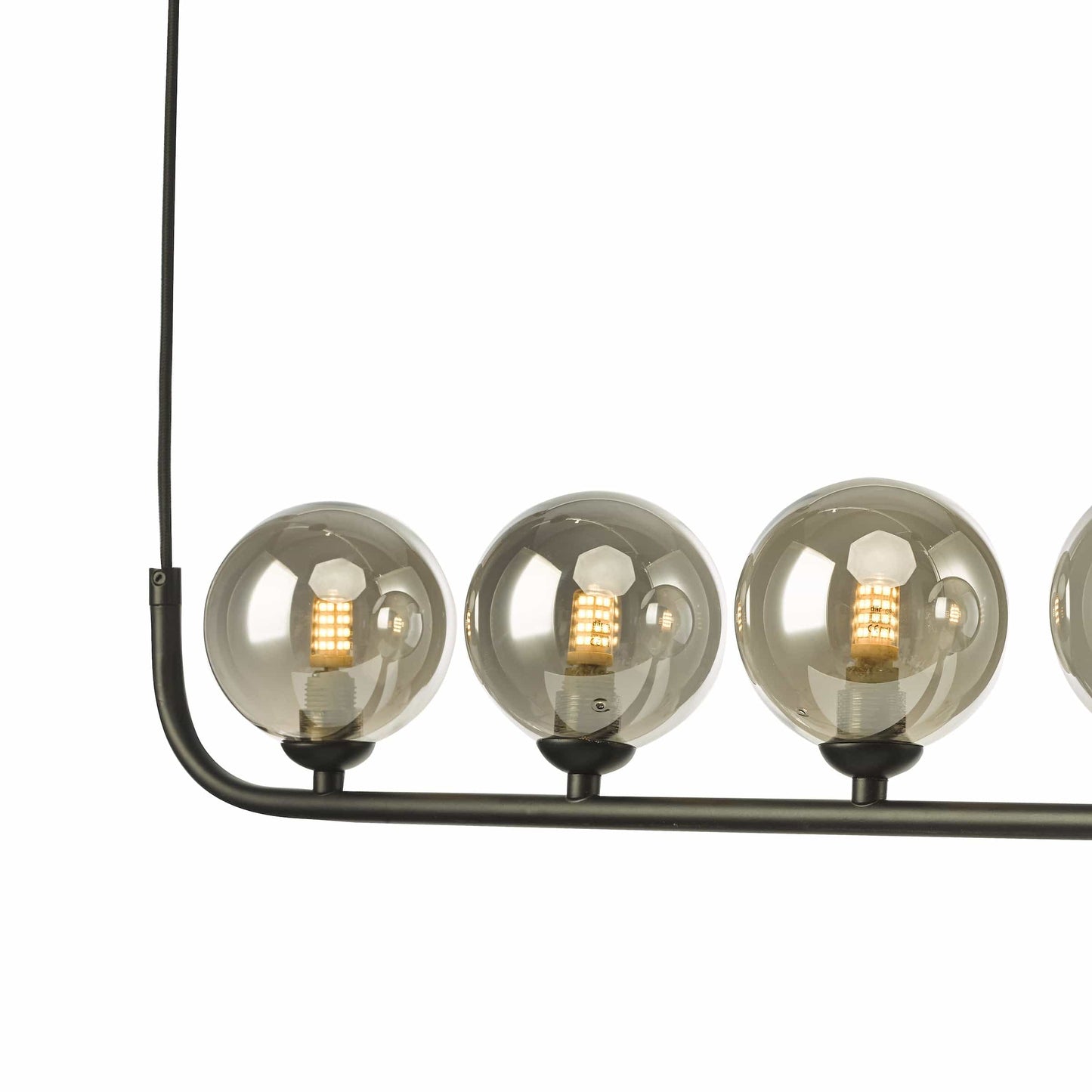 dar lighting Cradle 5 Light Bar Pendant Matt Black With Smoked Glass CRA0522-01