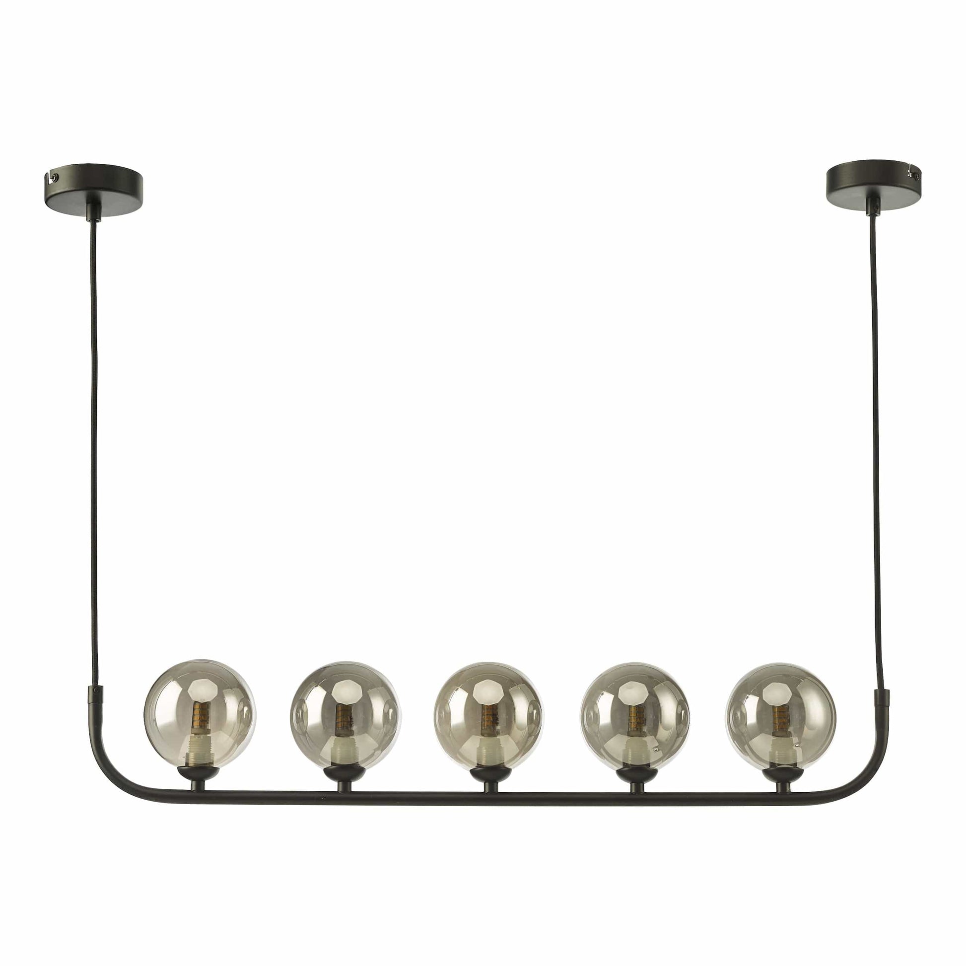 dar lighting Cradle 5 Light Bar Pendant Matt Black With Smoked Glass CRA0522-01