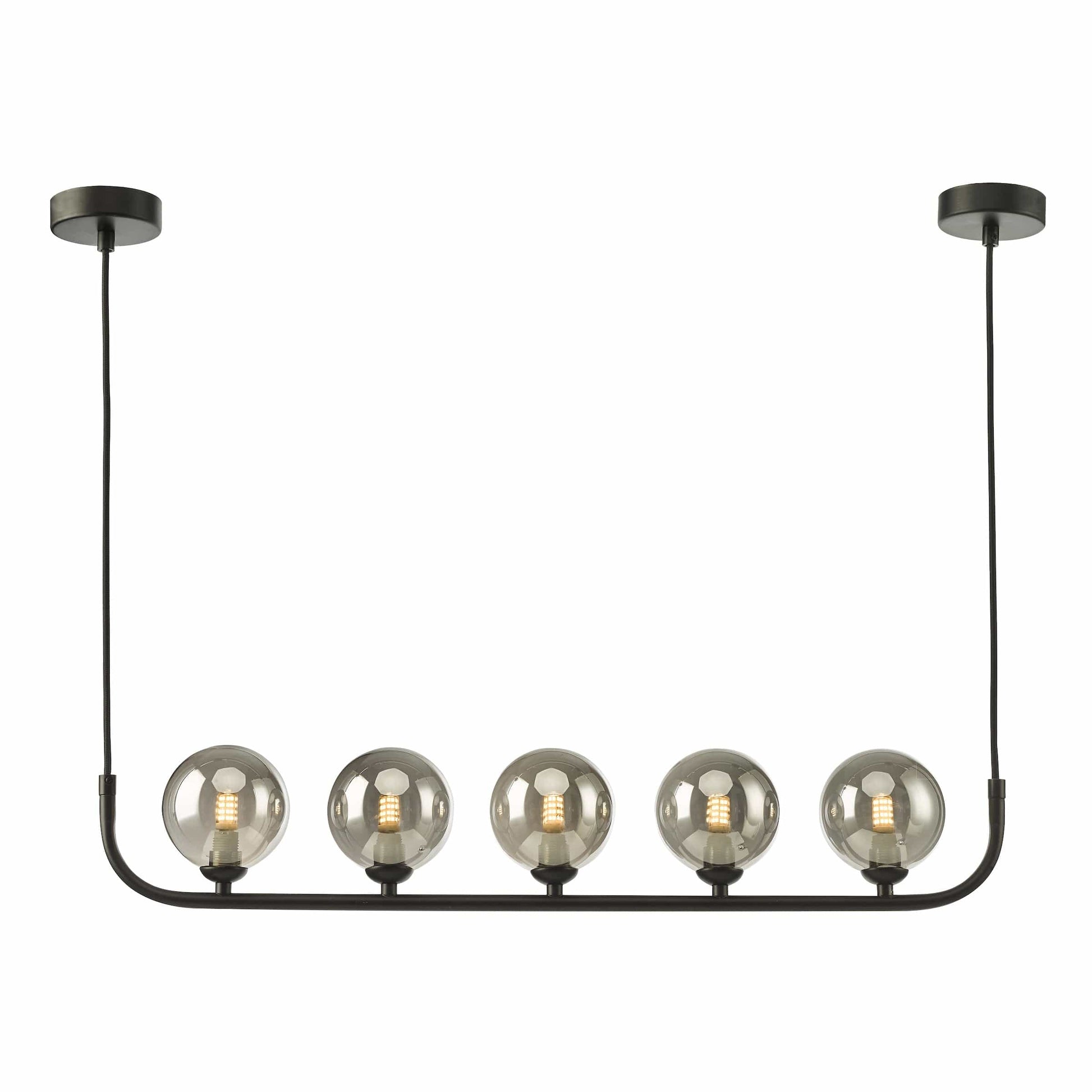 dar lighting Cradle 5 Light Bar Pendant Matt Black With Smoked Glass CRA0522-01