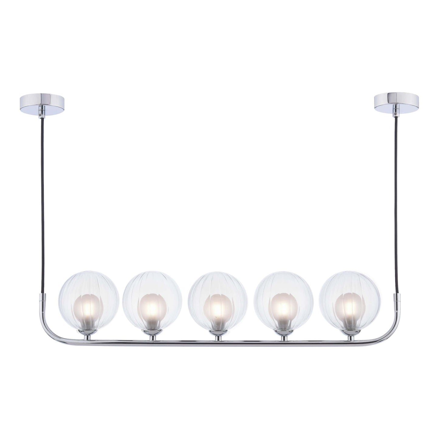 dar lighting Cradle 5 Light Bar Pendant Polished Chrome & Clear/Opal Glass CRA0550-20