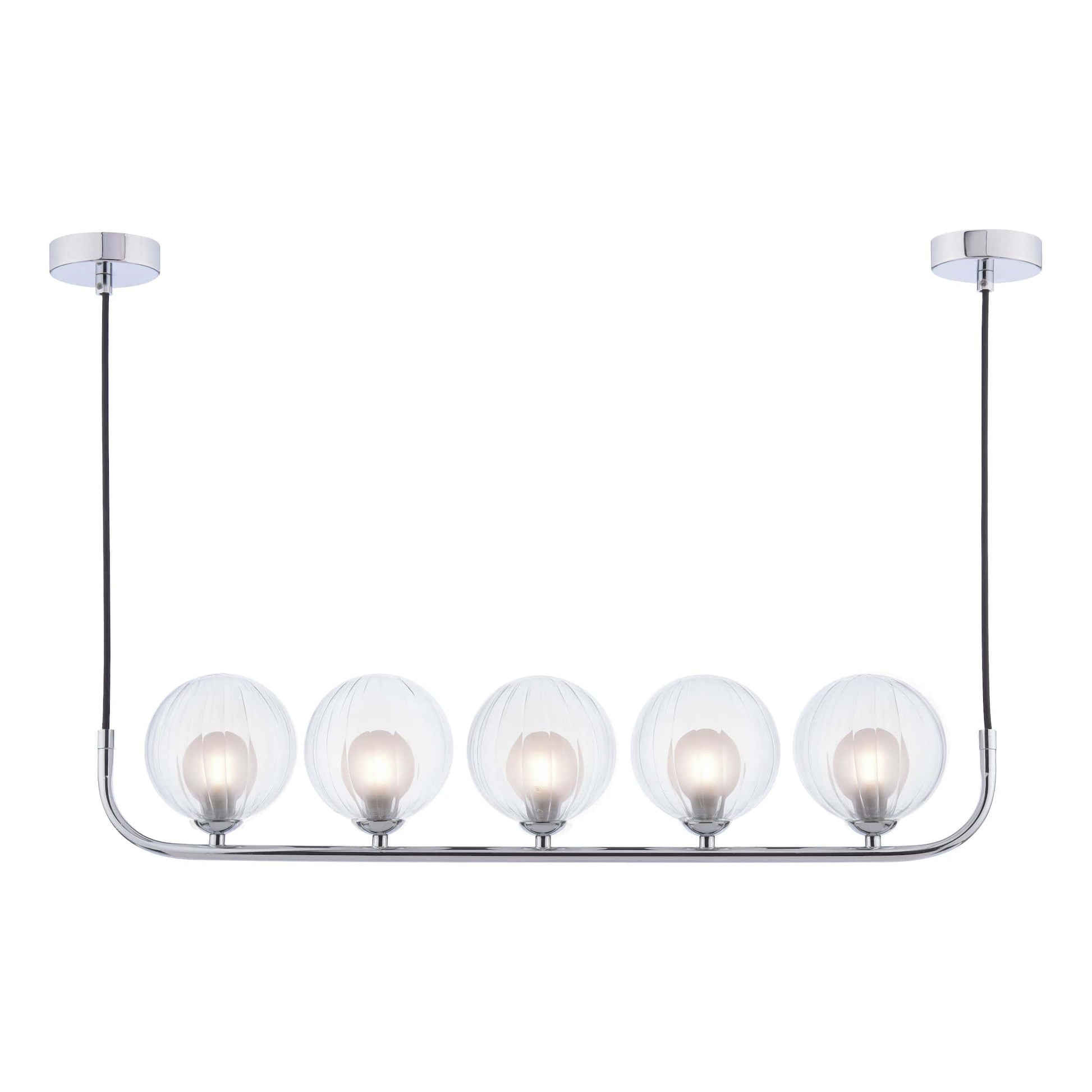 dar lighting Cradle 5 Light Bar Pendant Polished Chrome & Clear/Opal Glass CRA0550-20