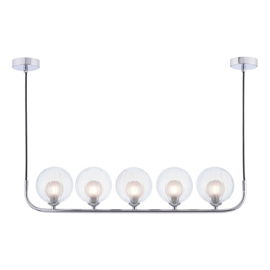 dar lighting Cradle 5 Light Bar Pendant Polished Chrome & Clear/Opal Glass CRA0550-20