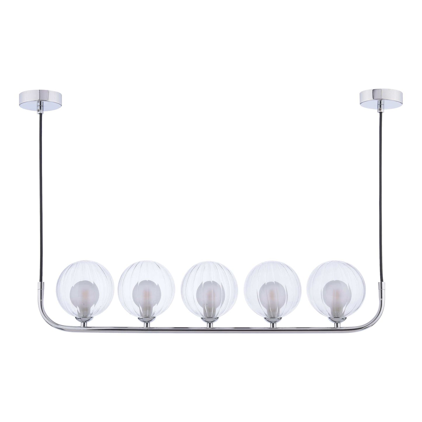 dar lighting Cradle 5 Light Bar Pendant Polished Chrome & Clear/Opal Glass CRA0550-20