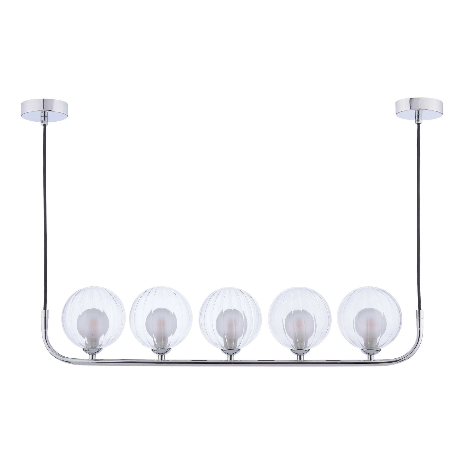 dar lighting Cradle 5 Light Bar Pendant Polished Chrome & Clear/Opal Glass CRA0550-20