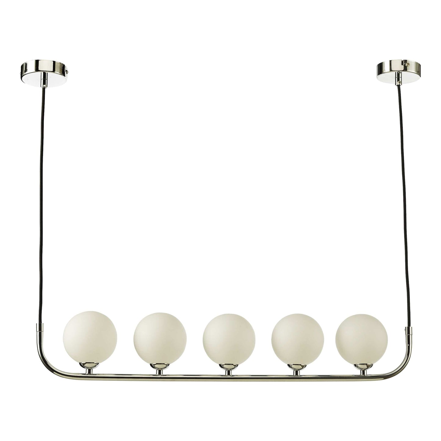 dar lighting Cradle 5 Light Bar Pendant Polished Chrome Opal Glass CRA0550-02