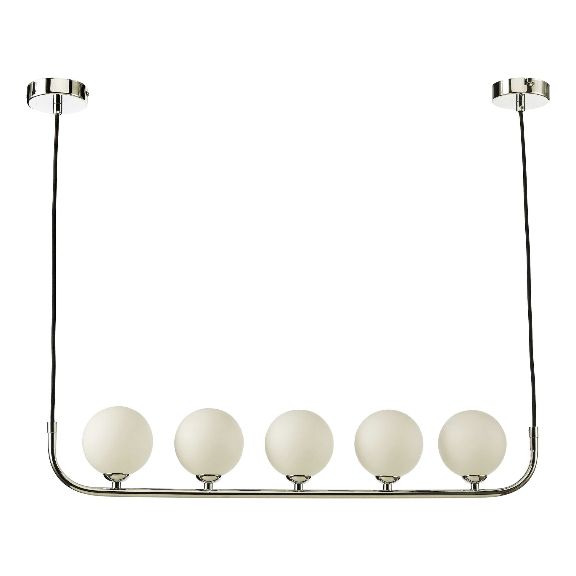 dar lighting Cradle 5 Light Bar Pendant Polished Chrome Opal Glass CRA0550-02