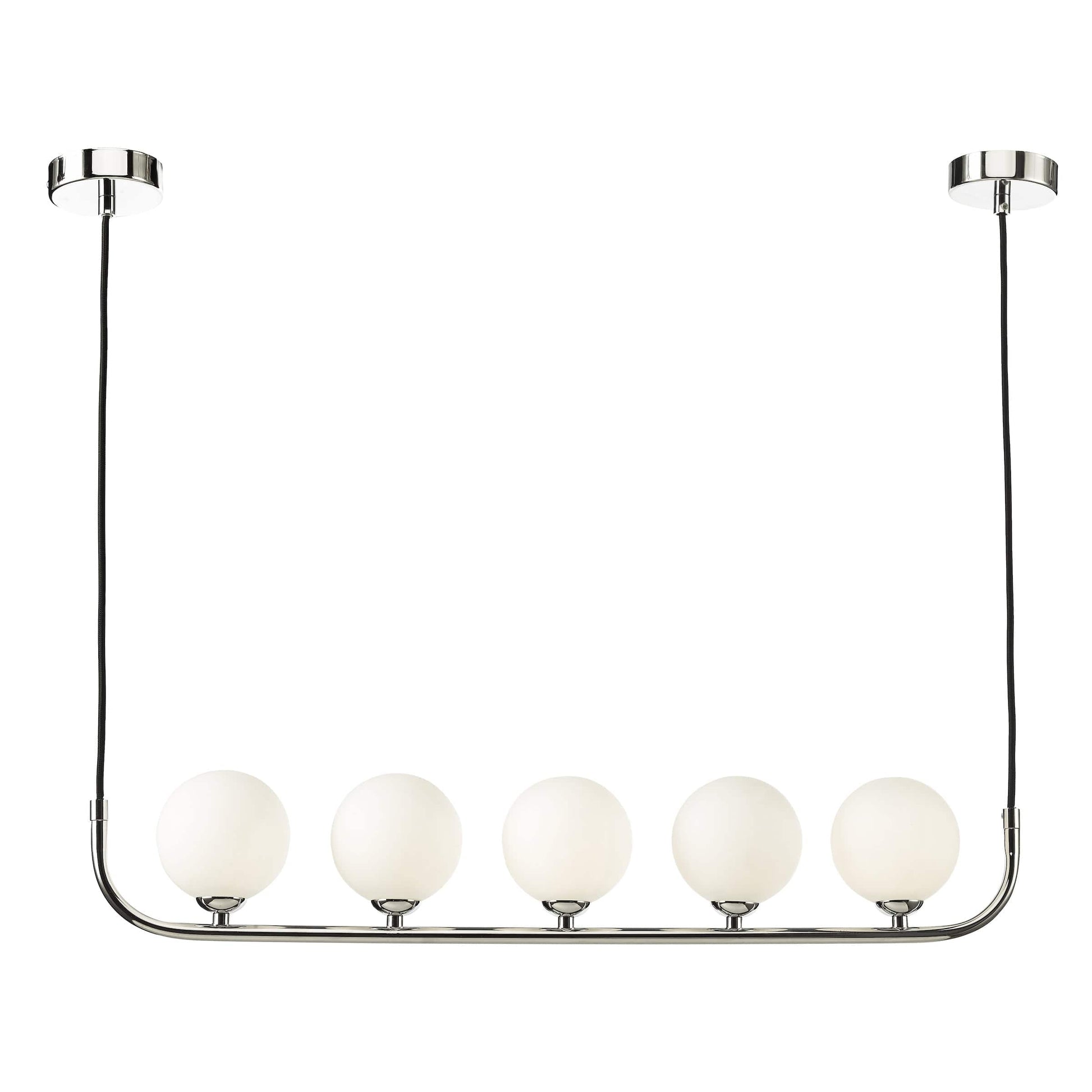 dar lighting Cradle 5 Light Bar Pendant Polished Chrome Opal Glass CRA0550-02