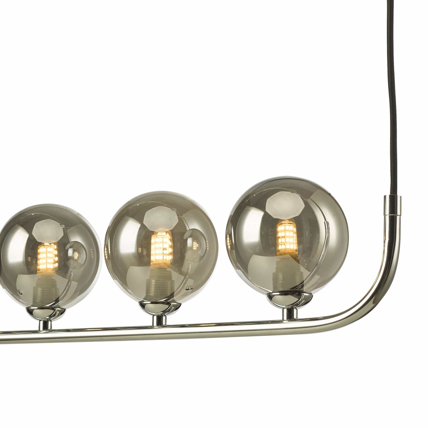 dar lighting Cradle 5 Light Bar Pendant Polished Chrome Smoked Glass CRA0550-01