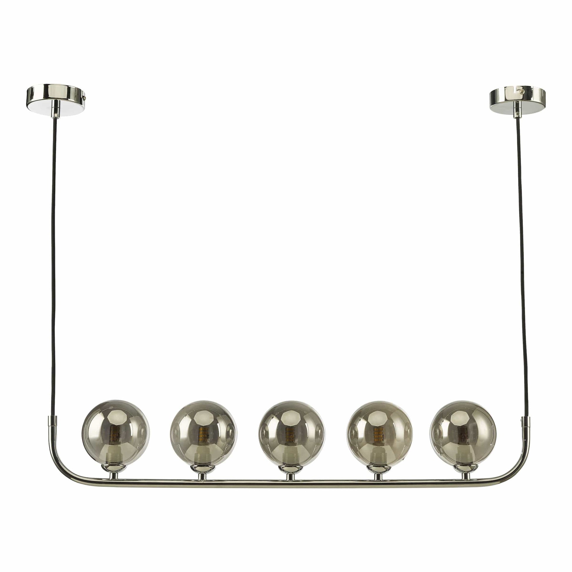 dar lighting Cradle 5 Light Bar Pendant Polished Chrome Smoked Glass CRA0550-01