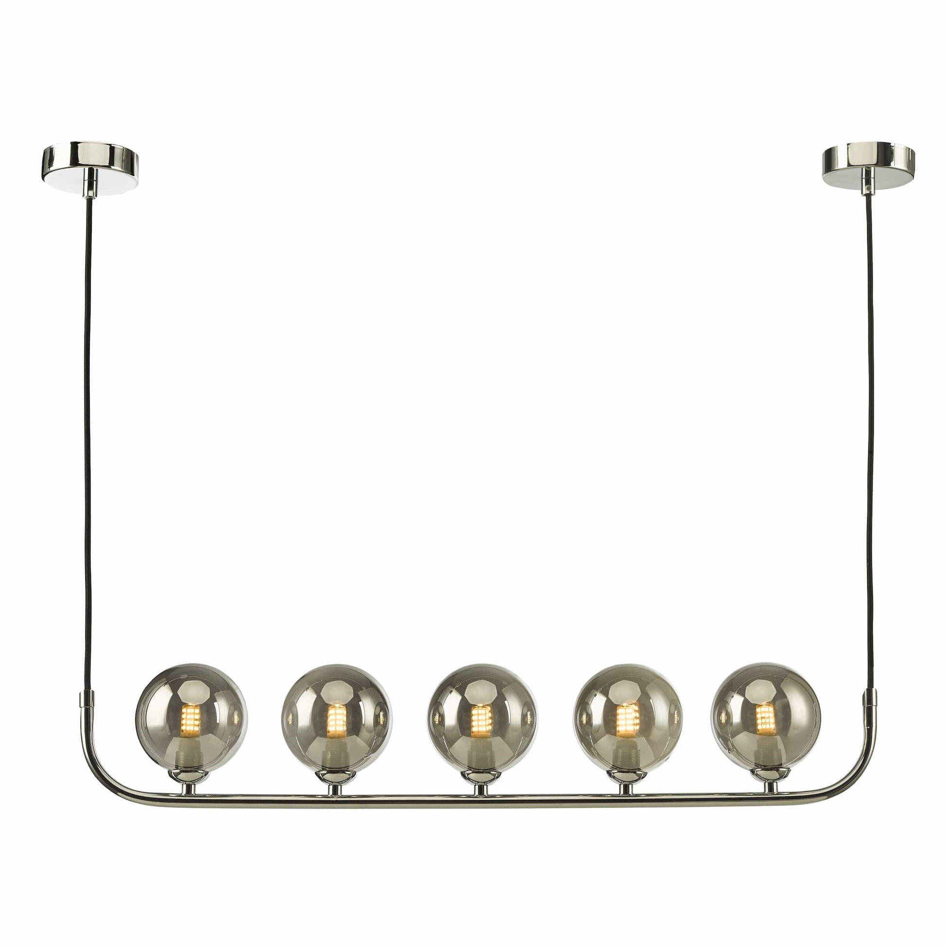 dar lighting Cradle 5 Light Bar Pendant Polished Chrome Smoked Glass CRA0550-01