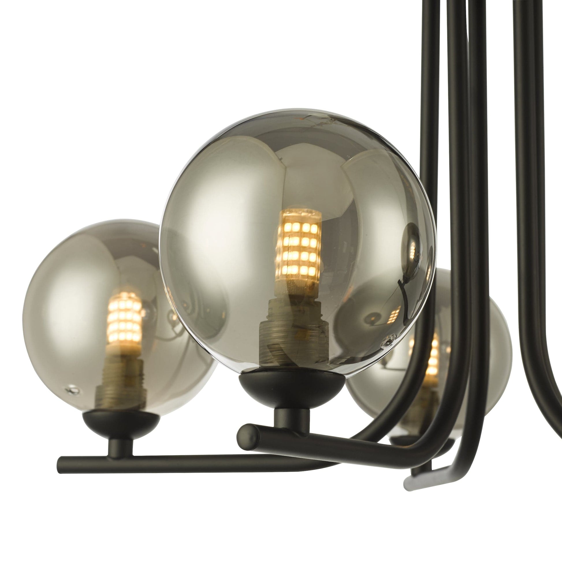 dar lighting Cradle 5 Light Semi Flush Matt Black Smoked Glass CRA5422-01