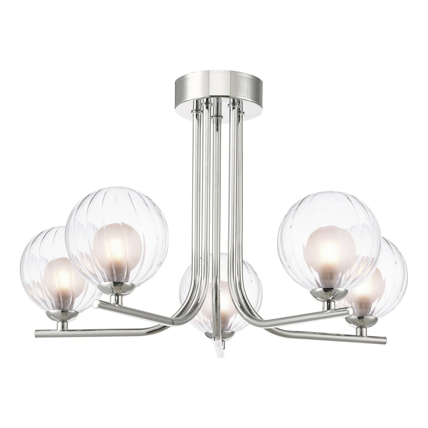 dar lighting Cradle 5 Light Semi-Flush Polished Chrome & Clear/Opal Glass CRA5450-20