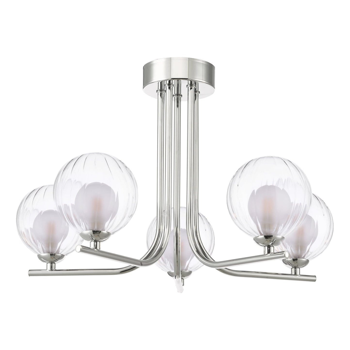 dar lighting Cradle 5 Light Semi-Flush Polished Chrome & Clear/Opal Glass CRA5450-20