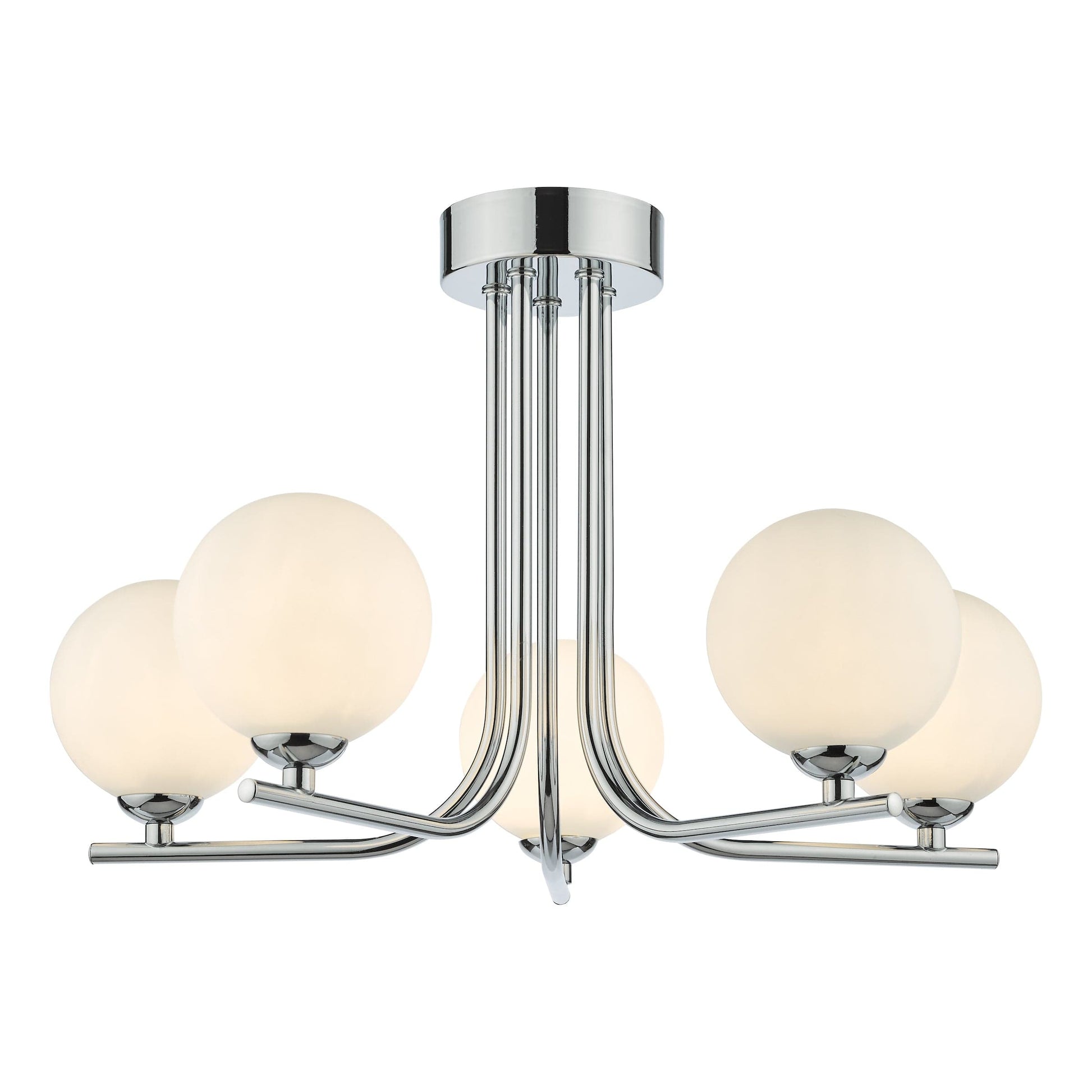 dar lighting Cradle 5 Light Semi Flush Polished Chrome Opal Glass CRA5450-02