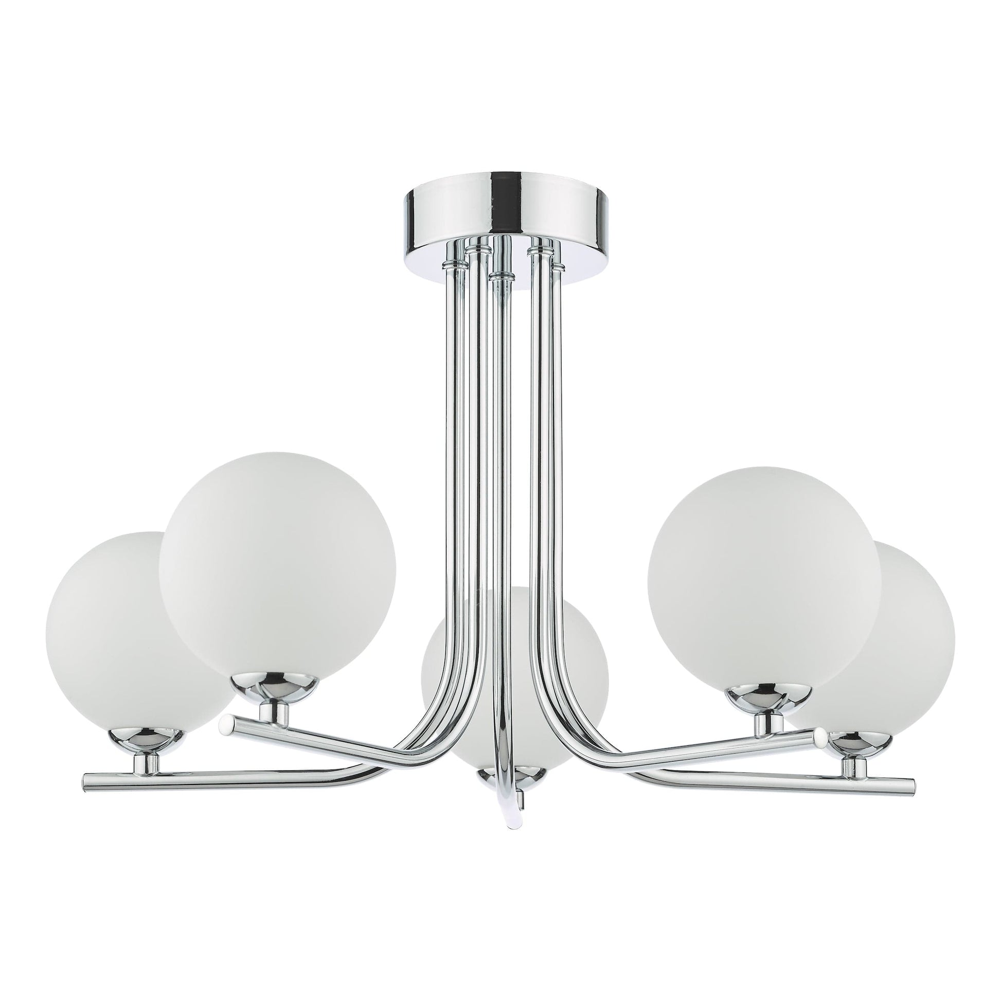 dar lighting Cradle 5 Light Semi Flush Polished Chrome Opal Glass CRA5450-02