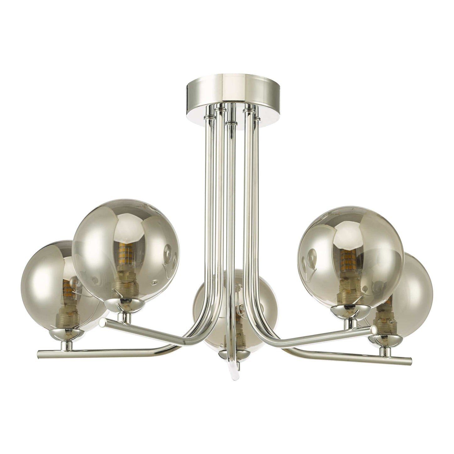 dar lighting Cradle 5 Light Semi Flush Polished Chrome Smoked Glass CRA5450-01