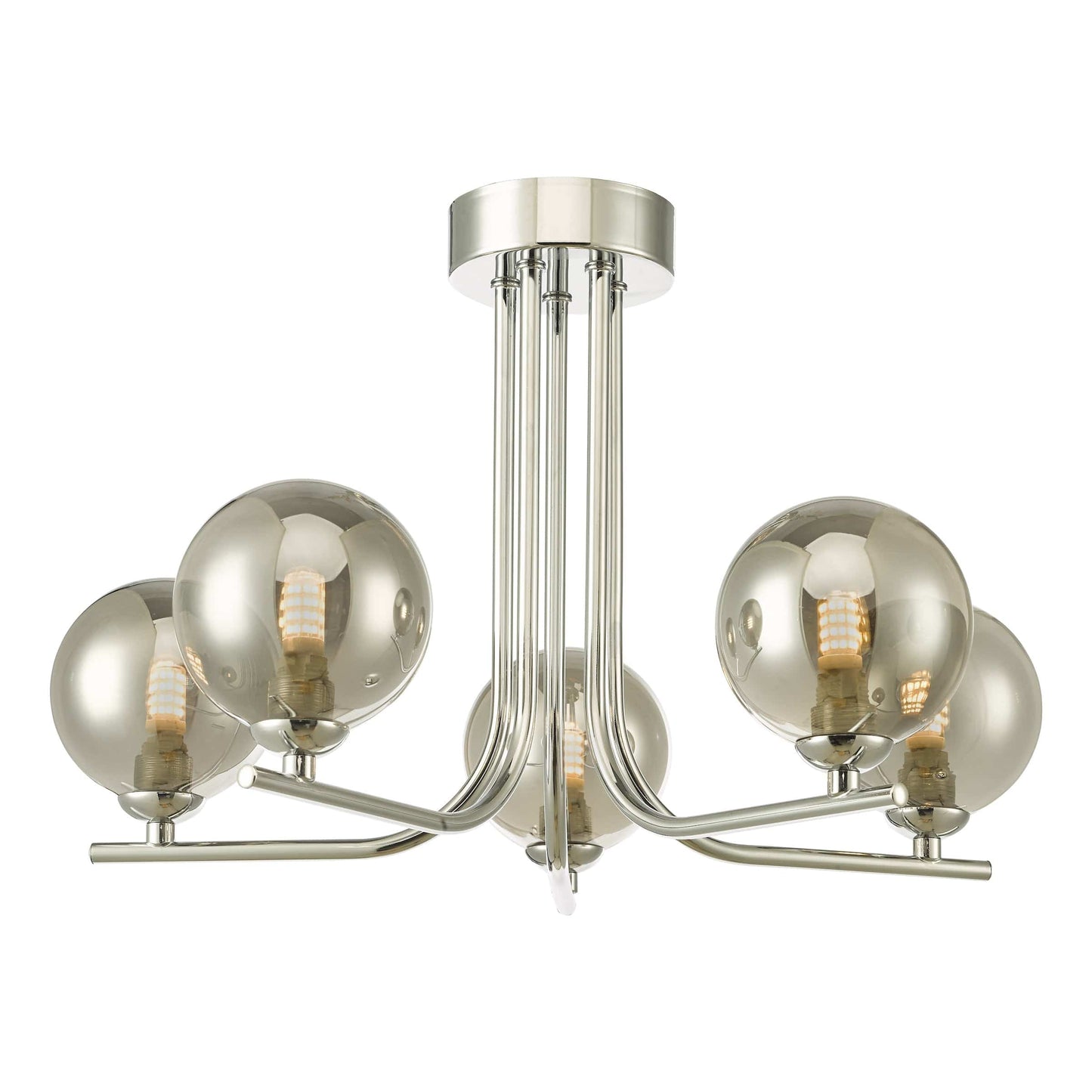 dar lighting Cradle 5 Light Semi Flush Polished Chrome Smoked Glass CRA5450-01