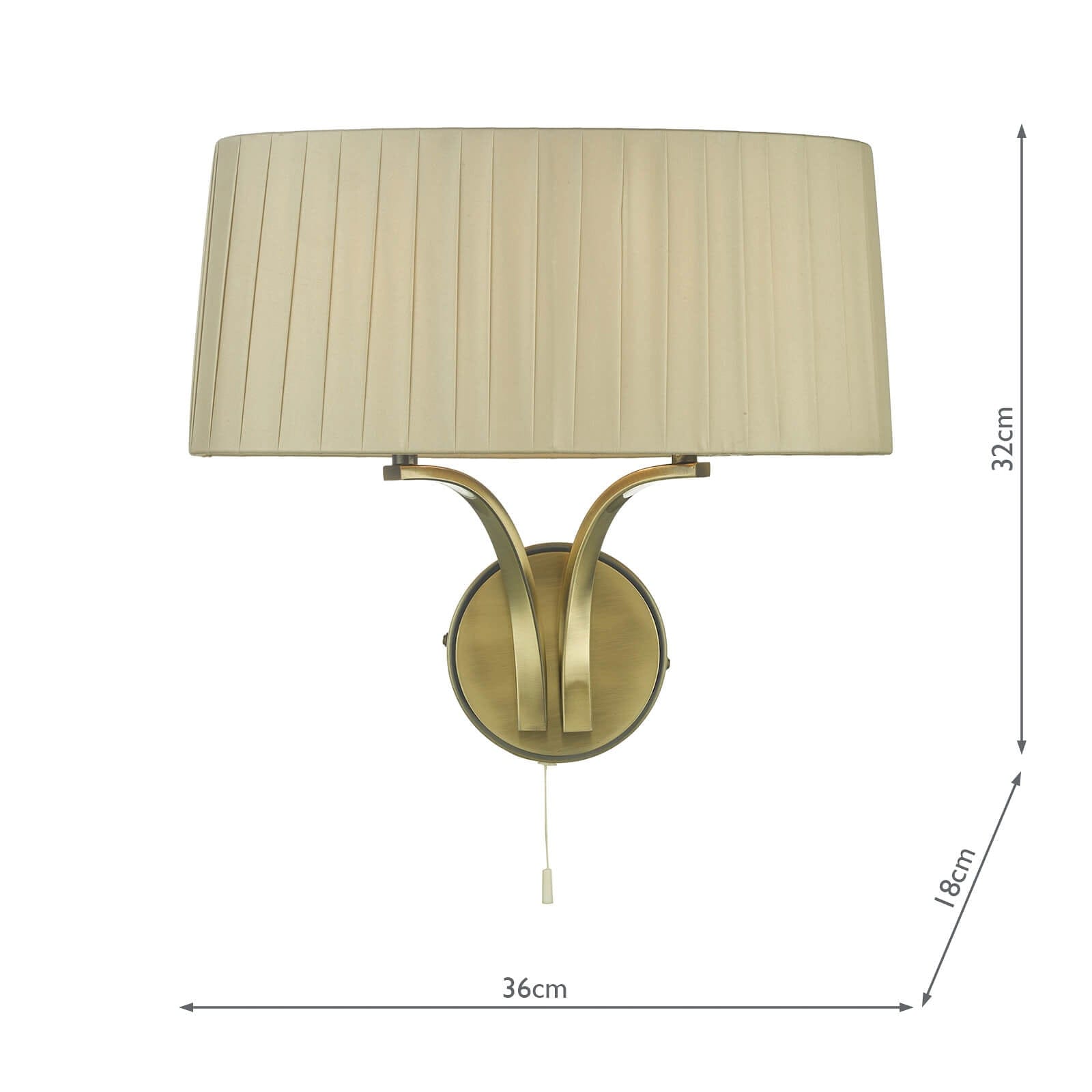 dar lighting Cristin 2 Light Wall Light Antique Brass With Taupe Shade CRI0929