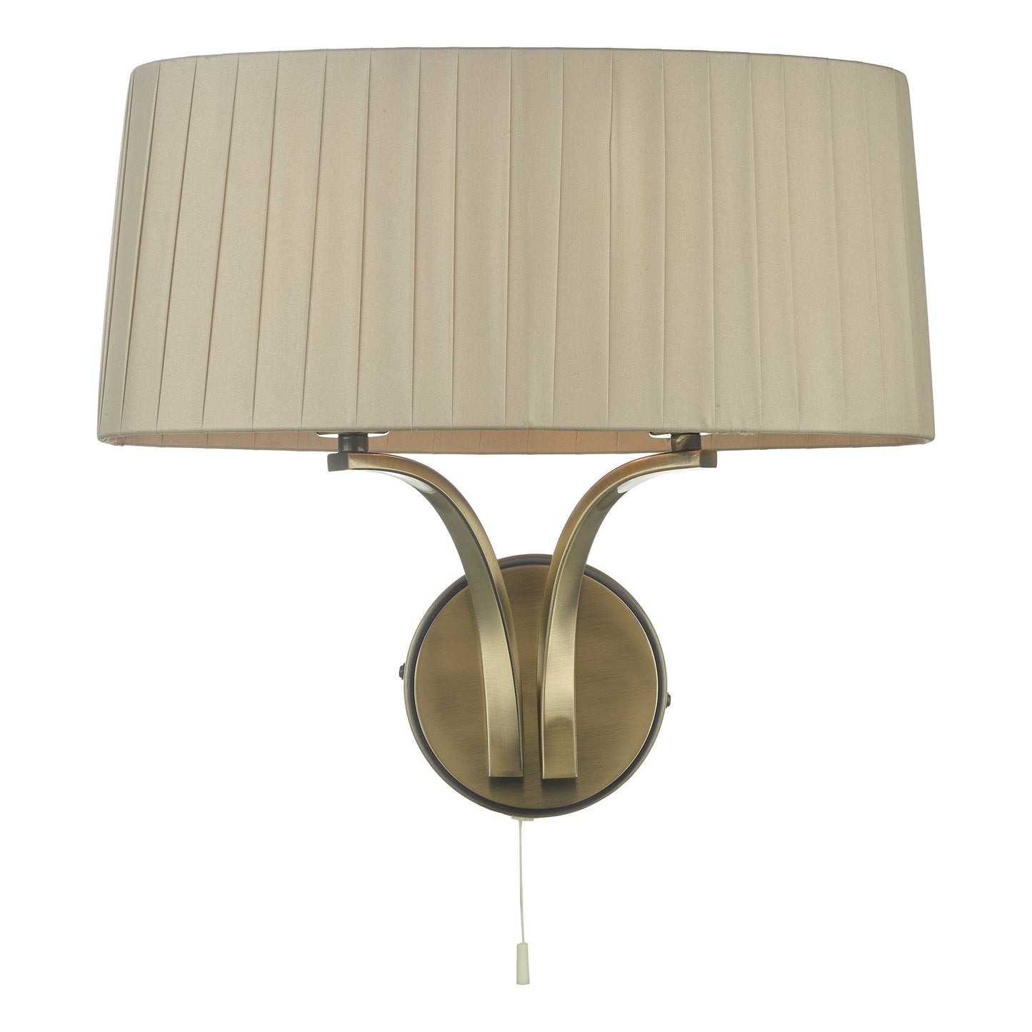 dar lighting Cristin 2 Light Wall Light Antique Brass With Taupe Shade CRI0929