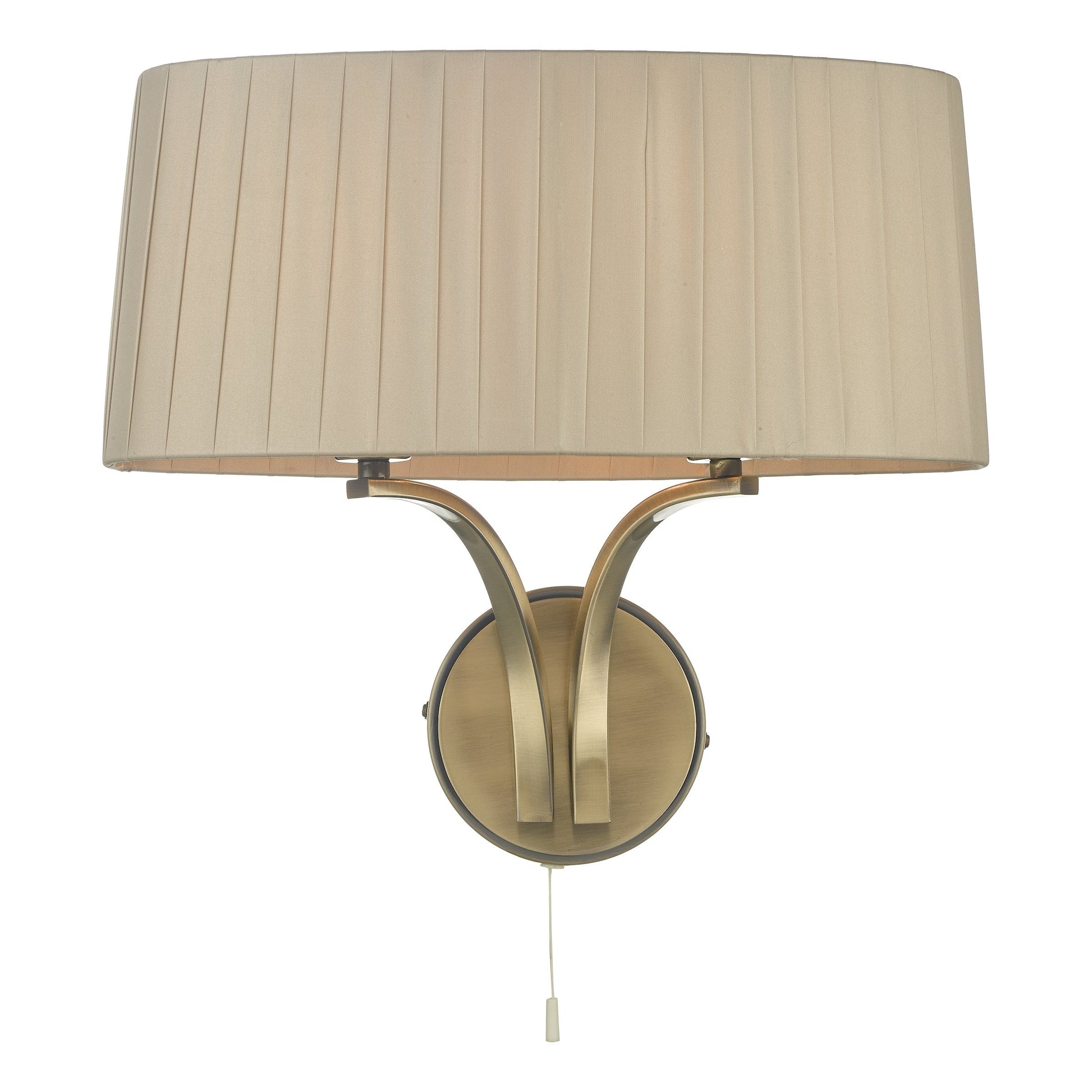 dar lighting Cristin 2 Light Wall Light Antique Brass With Taupe Shade CRI0929