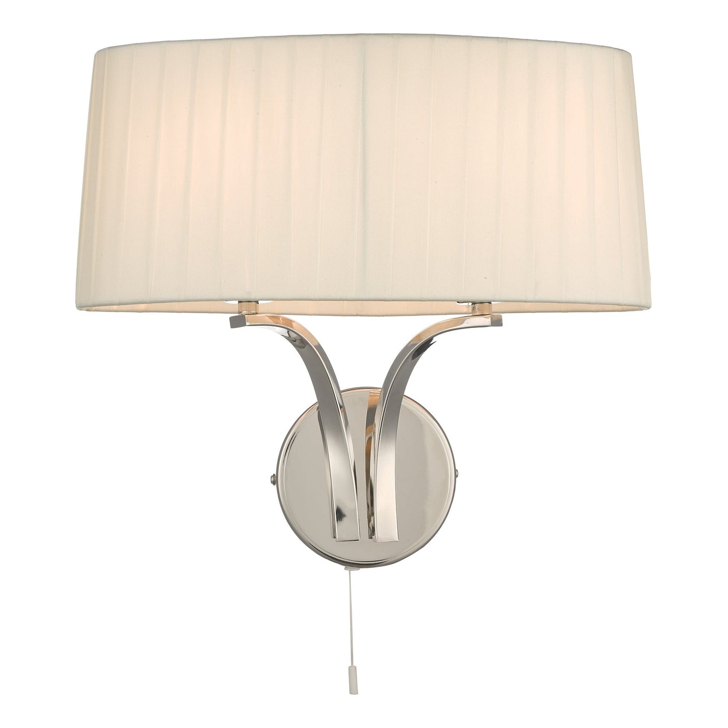 dar lighting Cristin 2 Light Wall Light Polished Nickel With Ivory Shade CRI092